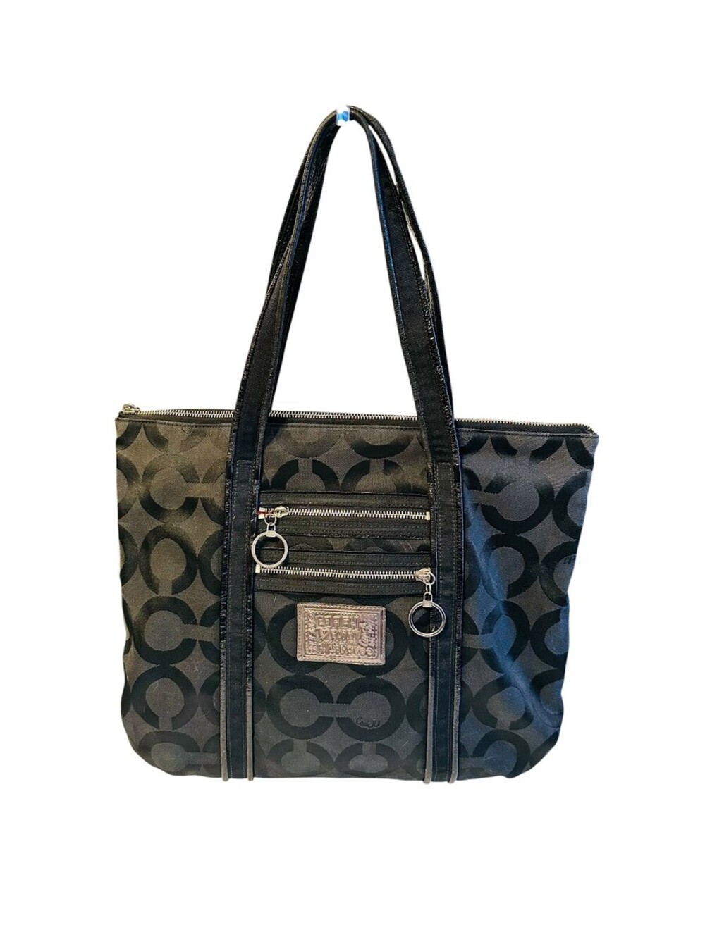 Coach Black Poppy Op Art Glam Tote